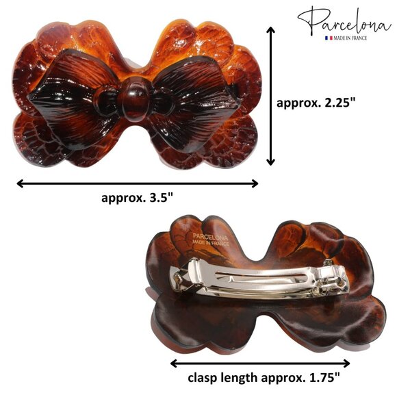 French Petal Tortoise Shell Celluloid Barrette Hair Clips Women Accessories - Picture 6 of 9